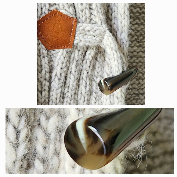 Bench Women M Marled Knit Cardigan Beige Shawl Collar Toggle Closure - Picture 3 of 8